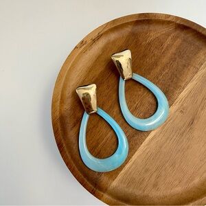 4/$15 Gold Blue Acrylic Drop Earrings